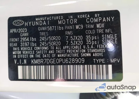 2023 Hyundai Palisade Calligraphy из США, поврежденный, VIN KM8R7DGE0PU628909